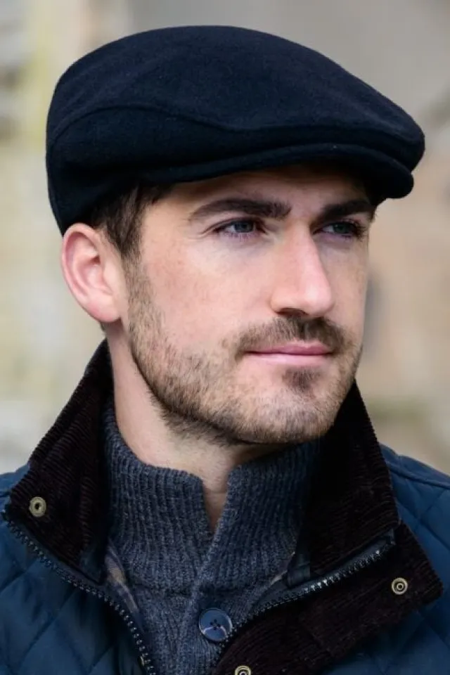 Aran Wool Hats|Mens Caps*Sweater Shop Trinity Flat Cap Black