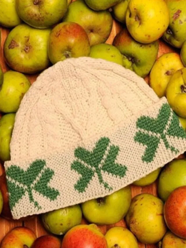 Aran Wool Hats*Sweater Shop Unisex Aran Hat with Shamrocks