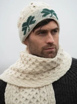 Aran Wool Hats*Sweater Shop Unisex Aran Hat with Shamrocks