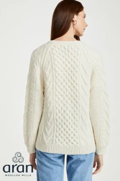 Hand Knit Sweaters|Ladies Cardigans*Sweater Shop Unisex Handknit V-Neck Button Cardigan - Natural