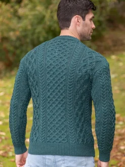 Mens Fisherman Sweaters|Mens Knitwear*Sweater Shop Unisex Heavyweight Aran Sweater Evergreen