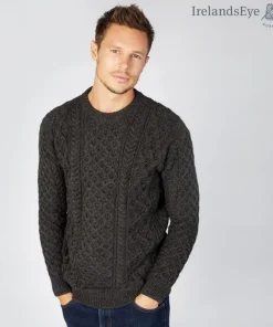 Mens Fisherman Sweaters|Mens Knitwear*Sweater Shop Unisex Heavyweight Aran Sweater - Graphite