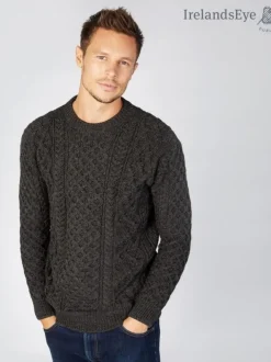 Mens Fisherman Sweaters|Mens Knitwear*Sweater Shop Unisex Heavyweight Aran Sweater - Graphite