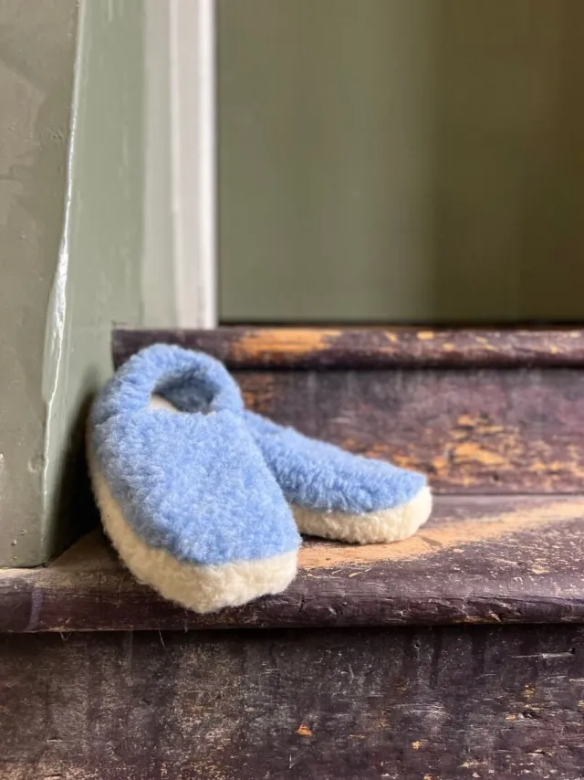 Wool Slippers|Slippers*Sweater Shop Unisex Merino Wool Slippers Light Blue