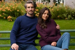 Mens Fisherman Sweaters|Mens Knitwear*Sweater Shop Unisex Roll Neck Sweater Merino Wool Dark Berry