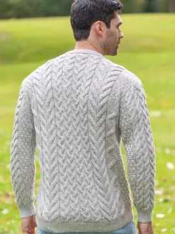 Mens Fisherman Sweaters|Mens Knitwear*Sweater Shop Unisex Super Soft Merino Wool Sweater Oatmeal