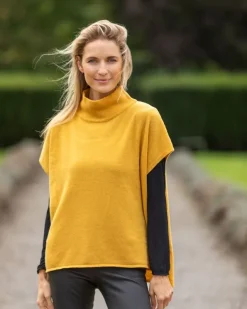 Designer Knitwear|Cashmere And Merino Wool Sweaters*Sweater Shop Wool & Cashmere Short Sleeve Sweater Mustard (One Size)