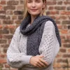 Ladies Wool Cashmere Scarves|Ladies Aran Scarves*Sweater Shop Wool and Cashmere Aran Scarf Slate