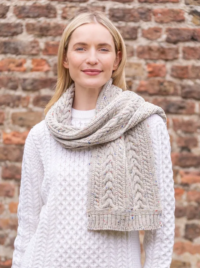 Ladies Wool Cashmere Scarves|Ladies Aran Scarves*Sweater Shop Wool and Cashmere Aran Scarf Fleck