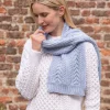Ladies Wool Cashmere Scarves|Ladies Aran Scarves*Sweater Shop Wool and Cashmere Aran Scarf Sky Blue
