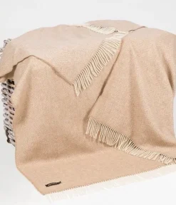 Cashmere & Merino Throws*Sweater Shop Wool and Cashmere Beige Herringbone Throw Col: 1475