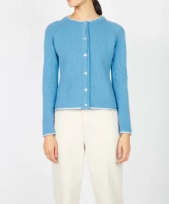 Womens Irish Knitwear|Cashmere And Merino Wool Sweaters*Sweater Shop Wool and Cashmere Cardigan Azure Blue