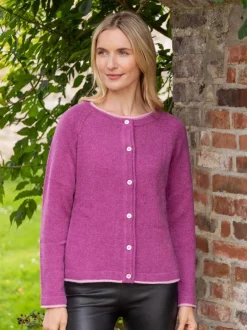 Womens Irish Knitwear|Cashmere And Merino Wool Sweaters*Sweater Shop Wool and Cashmere Cardigan Pink Berry