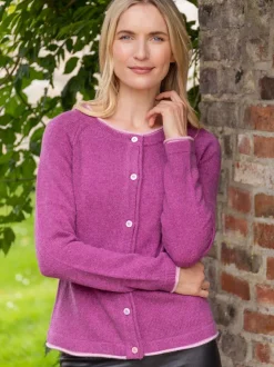Womens Irish Knitwear|Cashmere And Merino Wool Sweaters*Sweater Shop Wool and Cashmere Cardigan Pink Berry