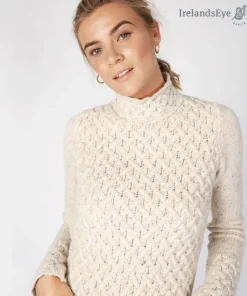 Womens Irish Knitwear|Cashmere And Merino Wool Sweaters*Sweater Shop Wool and Cashmere Cosy Trellis Sweater - Chalk