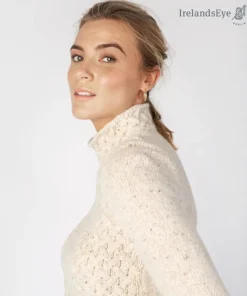 Womens Irish Knitwear|Cashmere And Merino Wool Sweaters*Sweater Shop Wool and Cashmere Cosy Trellis Sweater - Chalk