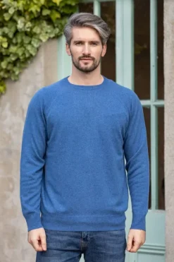 Cashmere And Merino Sweaters|Mens Knitwear*Sweater Shop Wool and Cashmere Crew Neck Denim