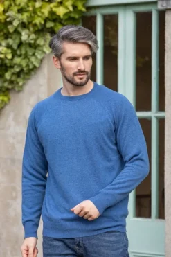 Cashmere And Merino Sweaters|Mens Knitwear*Sweater Shop Wool and Cashmere Crew Neck Denim