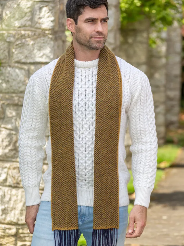 Wool Cashmere*Sweater Shop Wool and Cashmere Herringbone Scarf - 2444