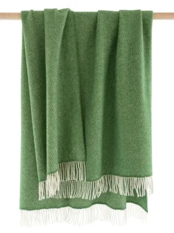 Cashmere & Merino Throws*Sweater Shop Wool and Cashmere Herringbone Throw Green Col.1491