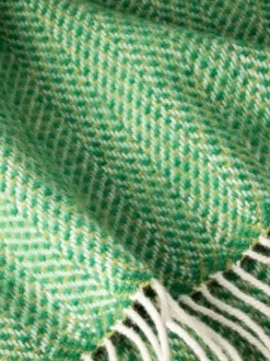 Cashmere & Merino Throws*Sweater Shop Wool and Cashmere Herringbone Throw Green Col.1491