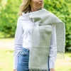 Ladies Wool Cashmere Scarves*Sweater Shop Wool and Cashmere light grey Herringbone Scarf 2422