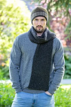 Wool Cashmere*Sweater Shop Wool and Cashmere Luxe Ribbed Scarf Charcoal - Made in Ireland