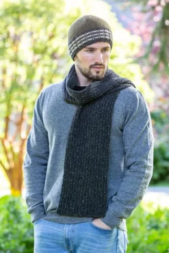 Wool Cashmere*Sweater Shop Wool and Cashmere Luxe Ribbed Scarf Charcoal - Made in Ireland