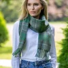 Ladies Wool Cashmere Scarves*Sweater Shop Wool and Cashmere Scarf Green Tartan