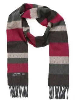 Wool Cashmere*Sweater Shop Wool Cashmere Scarf Made in Ireland - Wine/green/charcoal Mix 8002